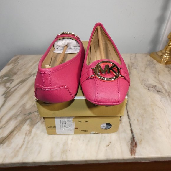 Michael Kors Women's Fulton Moccasin Carmine Pink Gold Logo 7 - Picture 14 of 14